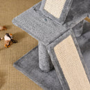 Tiragraffi con Cuccia e Cestino sospeso per Gatti 60x49x130 cm in Peluche Sisal  Grigio-10