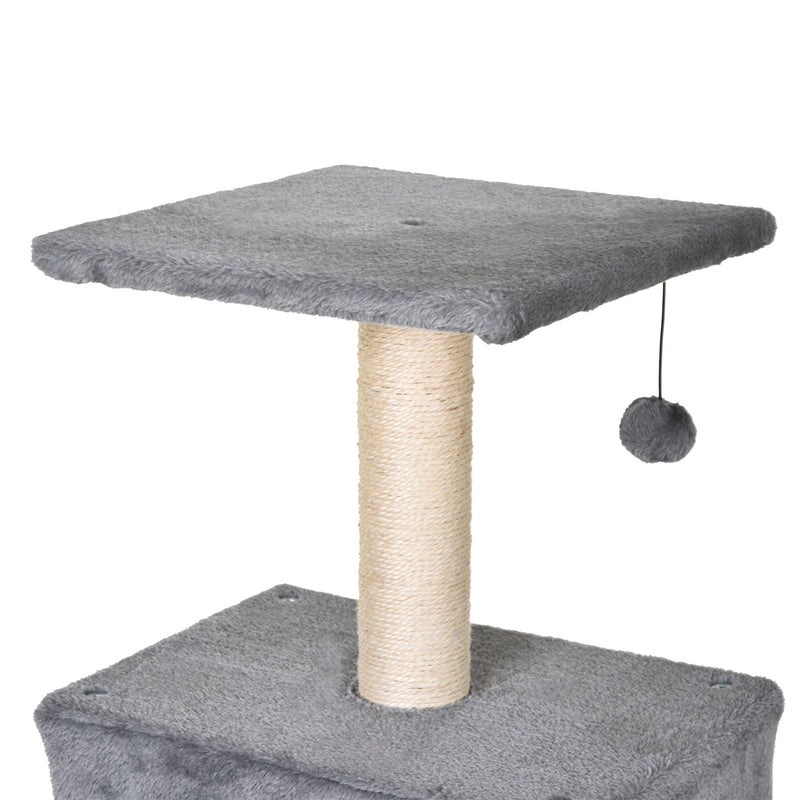 Tiragraffi con Cuccia e Cestino sospeso per Gatti 60x49x130 cm in Peluche Sisal  Grigio-8