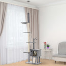 Albero Tiragraffi per Gatti 60x40x230-280 cm con Corde in Sisal Grigio-2