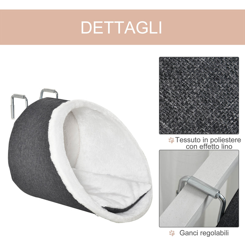 Amaca per Gatti 48x35x35 cm da Termosifone o Finestra Grigio e Bianco-6