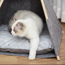 Tenda Cuccia per Gatti e Cani Piccoli 58x58x80 cm in Feltro Peluche Grigio-9