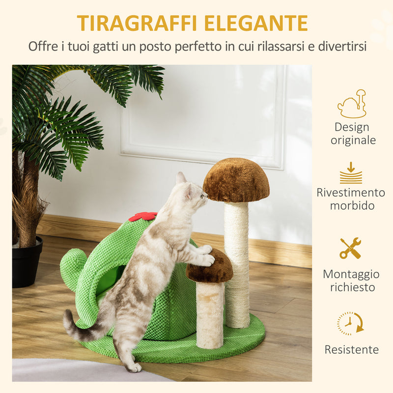 Albero Tiragraffi a Cactus per Gatti 54x54x52 cm in Corda Sisal e Poliestere Multicolore-4