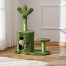 Albero Tiragraffi per Gatti 60x35x78 cm a Forma di Cactus con Palline e Cuccia Verde-2