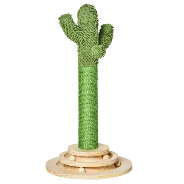 acquista Cactus Kratzbaum für Katzen 32x32x60 cm aus Sisalseil und grünen Holzkugeln