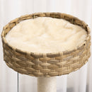 Albero Tiragraffi per Gatti 55x47x95 cm in Rattan e Pali in Sisal Beige-7