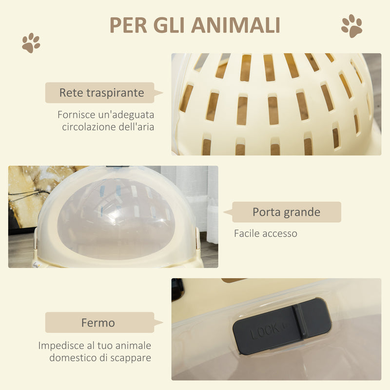 Trasportino Cuccia per Gatti Ø41x35,2 cm con Peluche Interno Beige-6