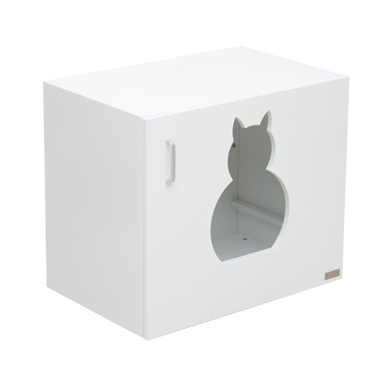 Lettiera per Gatti in MDF Bianco 63x53.5x41 cm -4