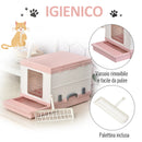 Lettiera per Gatti Portatile con Vassoio Estraibile e Accessori  Rosa e Bianca-6