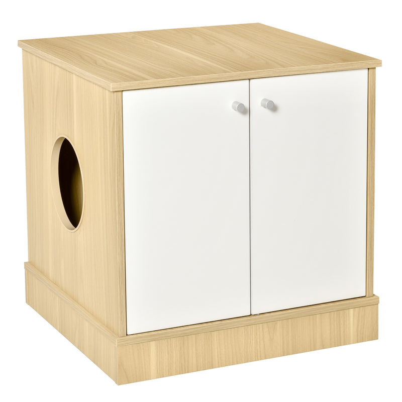 Mobile Lettiera per Gatti 60x55x62,5 cm in Legno Legno e Bianco-1