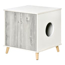 Mobile Lettiera per Gatti 60x55x62,5 cm in Legno Bianco e Grigio-1