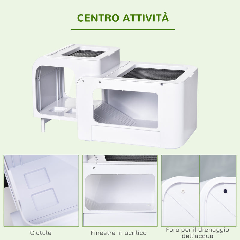 Terrario per Tartarughe d'Acqua 47x28x25 cm 2 Piattaforme Apribili Bianco-6