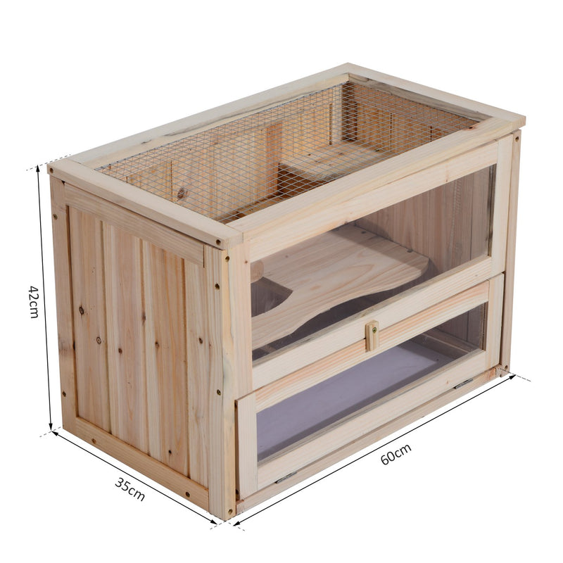 Gabbia per Criceti e Piccoli Roditori in Legno di Abete 60x35x42 cm -3