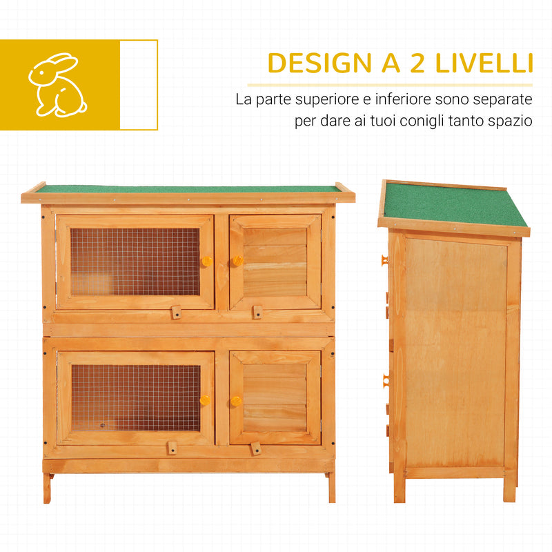 Gabbia per Conigli Conigliera da Esterno in Legno di Abete 90x45x90 cm -4