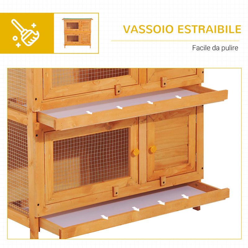 Gabbia per Conigli Conigliera da Esterno in Legno di Abete 90x45x90 cm -6