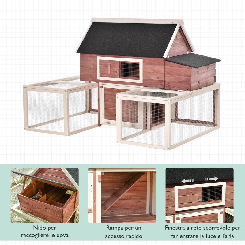 Pollaio Gabbia per Galline da Esterno 290x71x119 cm in Legno -4