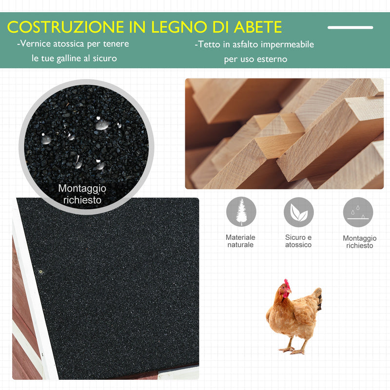 Pollaio Gabbia per Galline da Esterno 290x71x119 cm in Legno -6