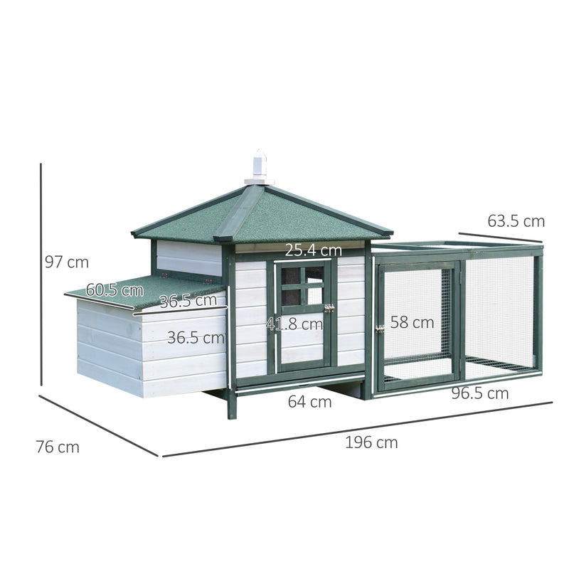 Pollaio Gabbia per Galline da Esterno 64x64x97 cm in Legno Bianco e Verde-3