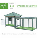 Pollaio Gabbia per Galline da Esterno 64x64x97 cm in Legno Bianco e Verde-4