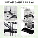 Gabbia per Criceti 3 Livelli 81,2x52,7x110 cm in Metallo e Plastica  Nera-4