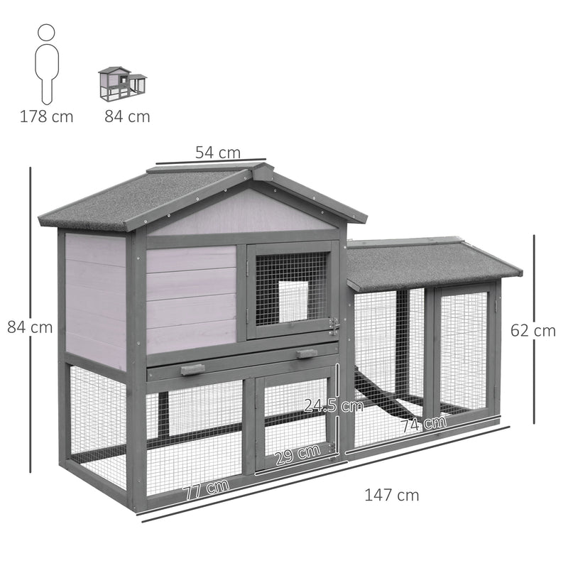 Conigliera da Esterno 147x54x84 cm in Legno Grigio-3