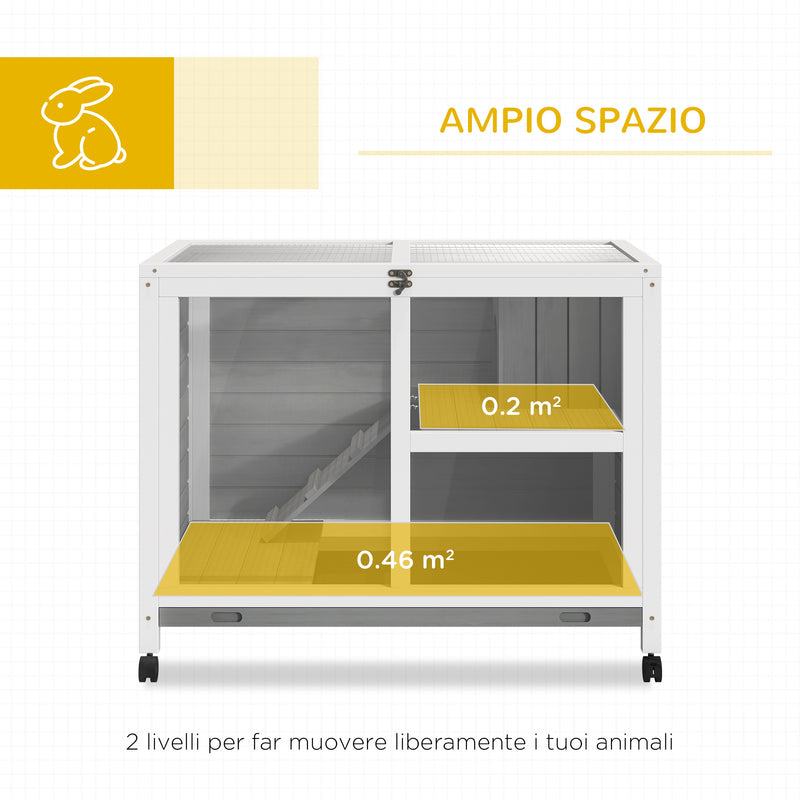 Conigliera da Esterno 2 Livelli 91,5x53,3x73 cm in Legno Grigio-4