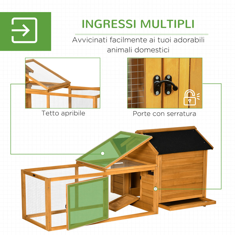 Pollaio Gabbia per Galline da Giardino 180x92x78 cm in Legno Giallo-5