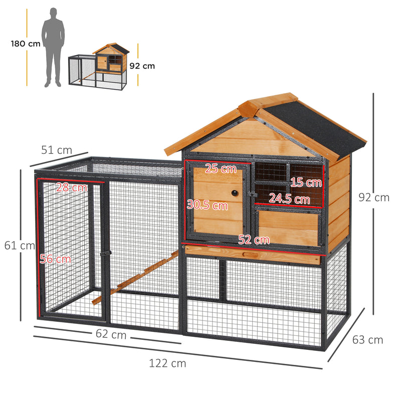 Conigliera da Giardino 122x63x92 cm con Rampa in Legno e Metallo-3