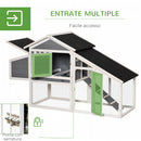 Pollaio Gabbia per Galline da Esterno 176,5x65,5x100 cm con Area Aperta Recitanta Grigio-5