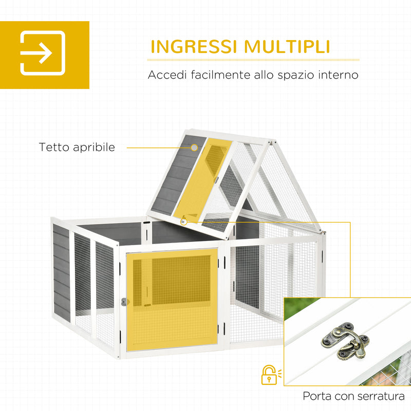 Conigliera da Esterno 120x120x60 cm in Legno Grigia-5