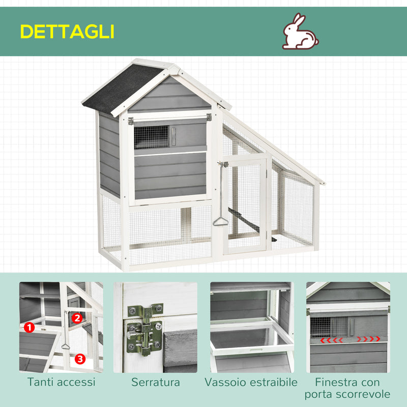 Conigliera da Esterno 140x65x120 cm in Legno Grigia-6
