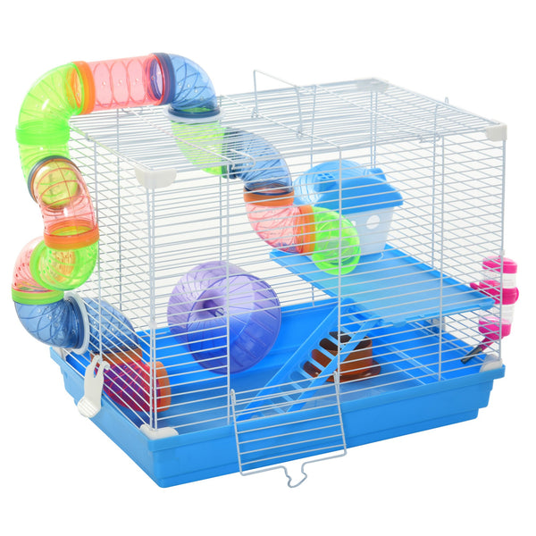 prezzo Käfig für Hamster 2 Ebenen 46x30x37 cm mit Wassertank und blauem Spielzeug