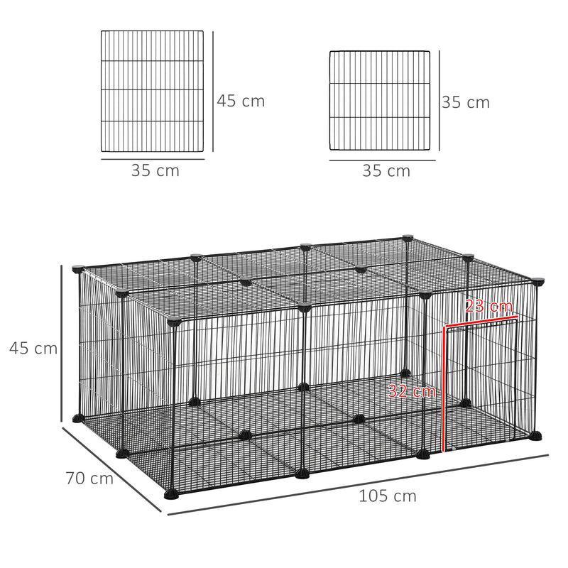 Gabbia per Conigli 105x70x45 cm in Metallo Nero-3