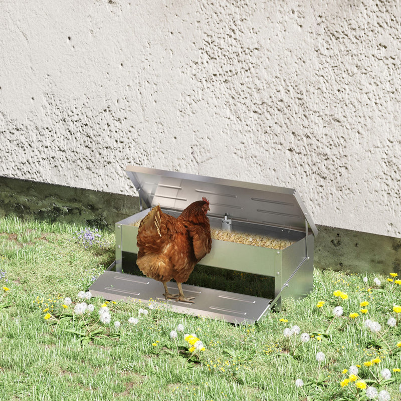 Mangiatoia per Galline 56x37x18,5 cm in Alluminio Argento-2