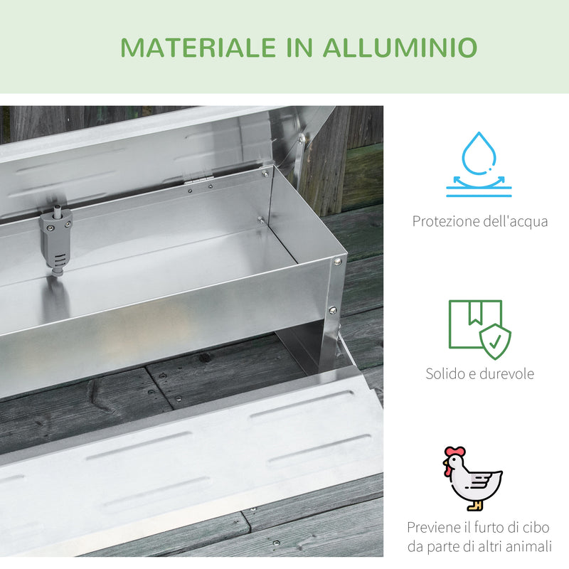 Mangiatoia per Galline 56x37x18,5 cm in Alluminio Argento-6