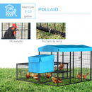 Pollaio Gabbia per Galline da Esterno 200x165,5x103 cm in Metallo Blu-5