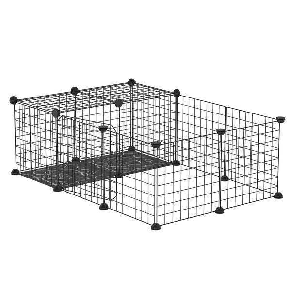 prezzo Modularer Käfig für Kaninchen und Meerschweinchen 105 x 70 x 35 cm aus schwarzem Stahl