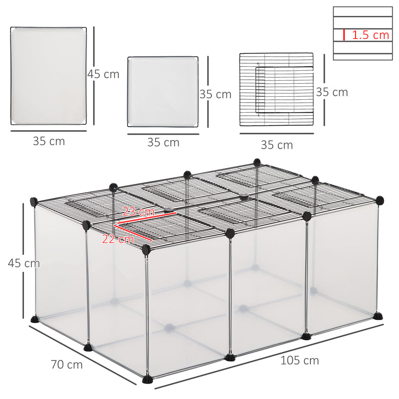 Recinto per Criceti e Conigli Modulabile 105x70x45 cm in Resina e Acciaio Nero-3