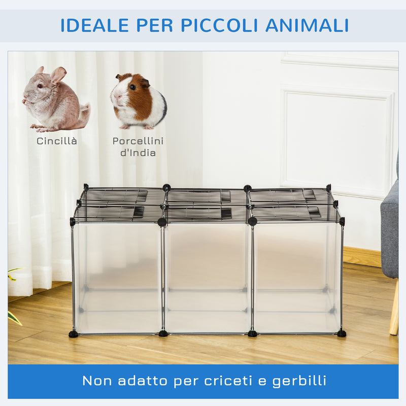 Recinto per Criceti e Conigli Modulabile 105x70x45 cm in Resina e Acciaio Nero-4