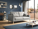 Divano 3 Posti 206x95x91 cm Danish in Tessuto Grigio Chiaro-2