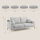 Divano 2 Posti 166x95x91 cm Danish in Tessuto Grigio-6