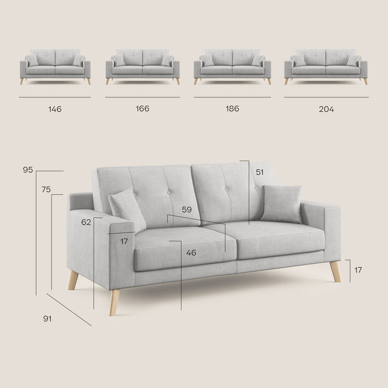 Divano 3 Posti 206x95x91 cm Danish in Tessuto Marrone-6