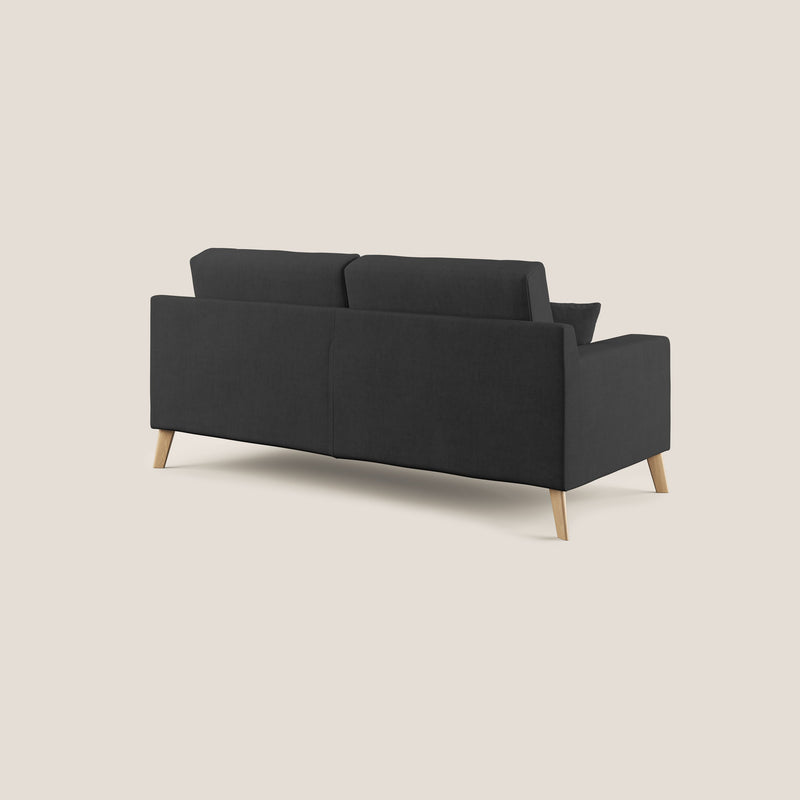 Divano 3 Posti 186x95x91 cm Danish in Tessuto Nero-5