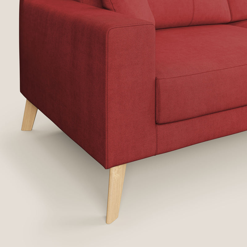 Divano 2 Posti 146x95x91 cm Danish in Tessuto Rosso-4