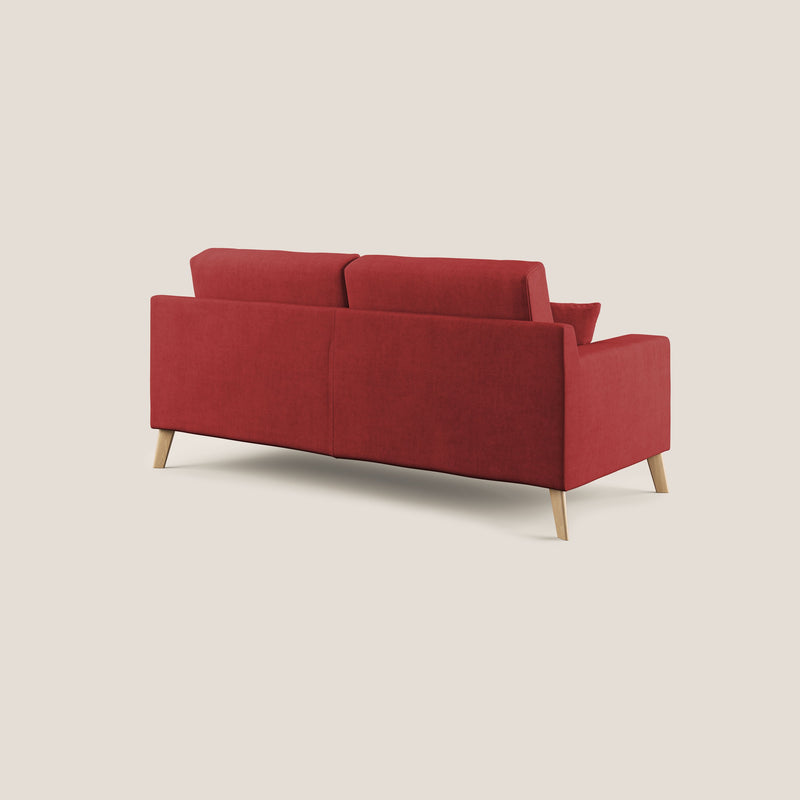 Divano 3 Posti 186x95x91 cm Danish in Tessuto Rosso-5