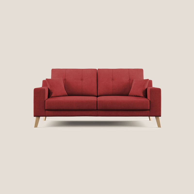 Divano 3 Posti 206x95x91 cm Danish in Tessuto Rosso-3