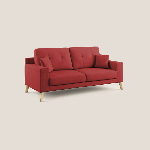 Divano 2 Posti 146x95x91 cm Danish in Tessuto Rosso-1