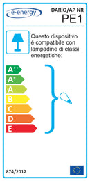 Applique 1xE27 Ganci Cromo Vetro Lastra Bianco-Nero E-Energy Dario-2