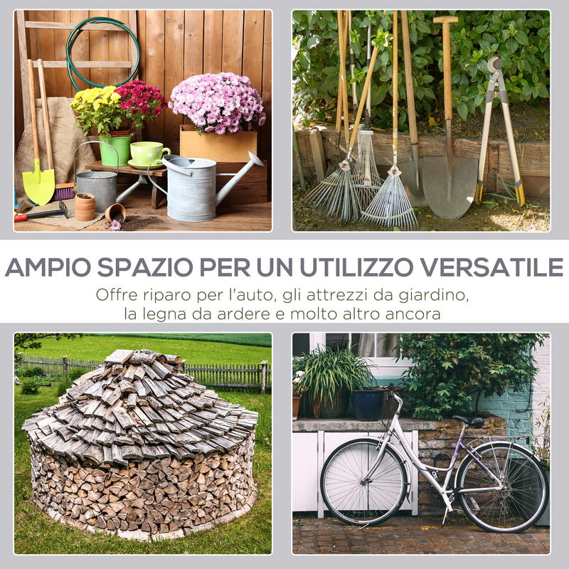 Capanno Box da Giardino Porta Utensili 2x2m in Acciaio e Copertura Anti-UV Grigio-7