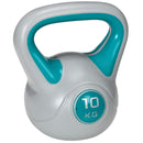 Kettlebell per Allenamento 10 Kg Base Piatta e Impugnatura per Stacchi in PU e Sabbia Verde Scuro-1