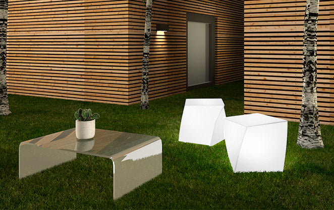 Pouf da Giardino Luminoso 45x45 cm in Resina Arkema Twisty Pouf SL-2